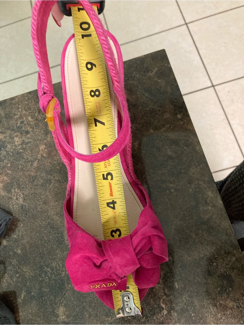 Prada Hot Pink Suede Bow Slingback Heels - Picture 9 of 9
